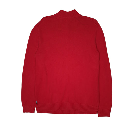Mens Red Unbranded Xmas Moose Knit Quarter Zip Jumper