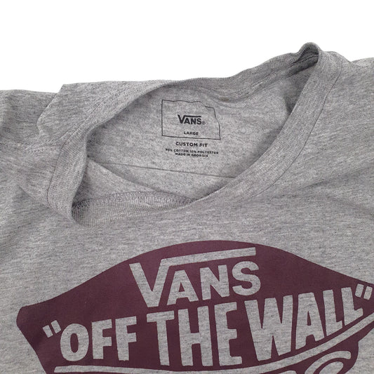 Mens Grey Vans Spellout T Shirt