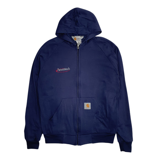 Mens Navy Carhartt Hoodie Vintage 90s Full Zip Jumper