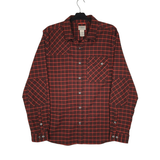 Mens Brown L.L.Bean Thick Flannel Hunting Long Sleeve Shirt