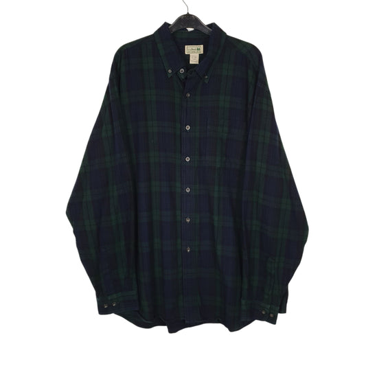 Mens Navy L.L.Bean Chamois Thick Plaid Flannel Long Sleeve Shirt