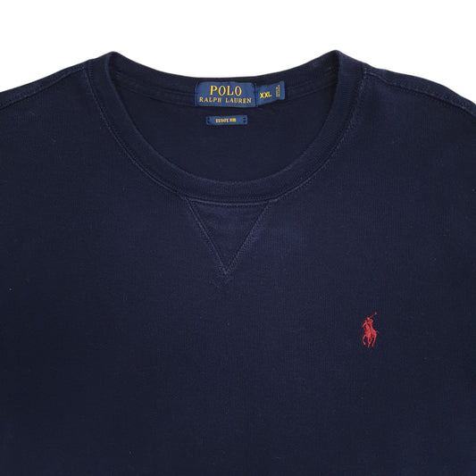 Mens Navy Polo Ralph Lauren Estate Rib Lightweight Crewneck Jumper
