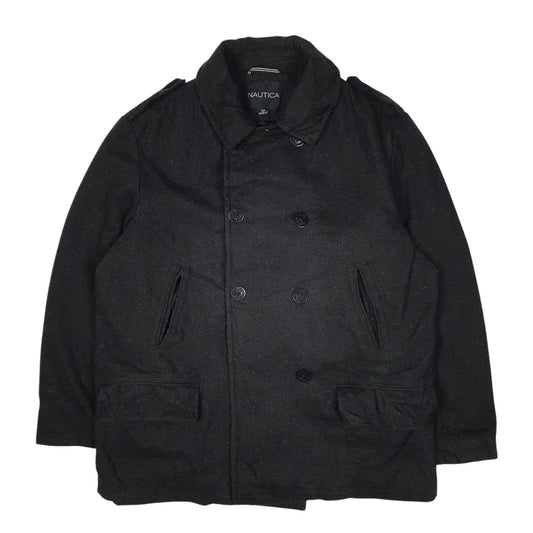 Mens Black Nautica Double Breated Pea Coat