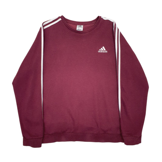 Mens Burgundy Adidas Crewneck Jumper