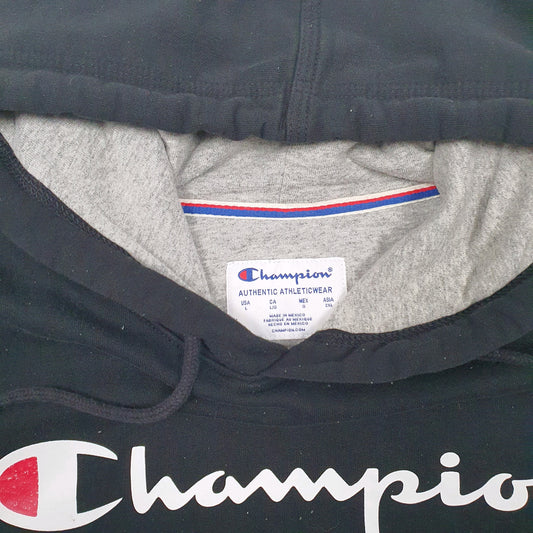 Mens Black Champion Spellout Hoodie Jumper