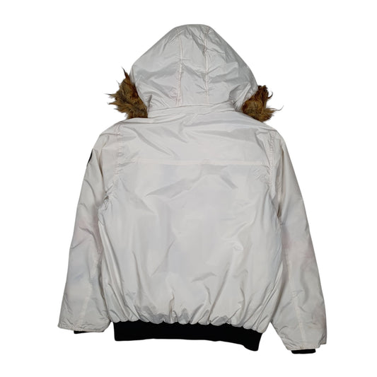 Mens White Reebok Padded Puffer Hooded Coat