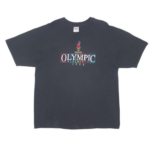 Mens Black Hanes Single Stitch Vintage 90s Short Sleeve T Shirt