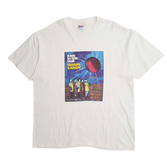 Mens White Hanes Single Stitch Vintage 90s Short Sleeve T Shirt