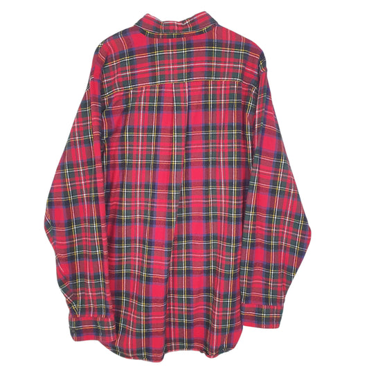 Mens Red L.L.Bean Flannel Plaid Shirt