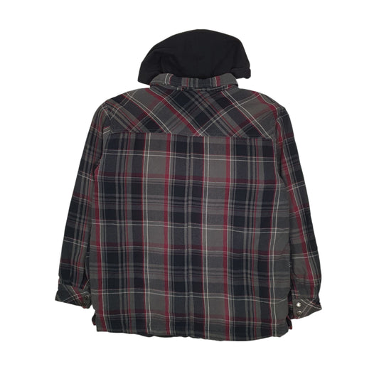 Mens Grey Dickies Plaid Padded Hoodie Coat