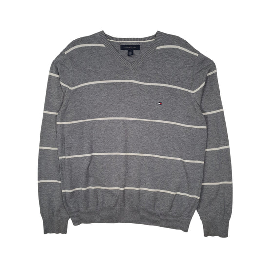 Mens Grey Tommy Hilfiger Lightweight V Neck Jumper