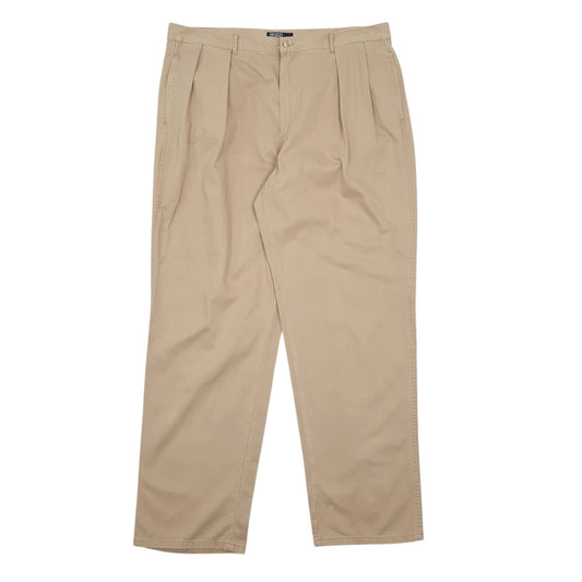 Mens Beige Polo Ralph Lauren Double Pleated Vintage 90s Chino Trousers