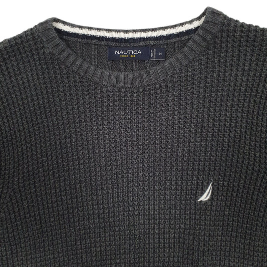 Mens Grey Nautica Waffle Knit Crewneck Jumper