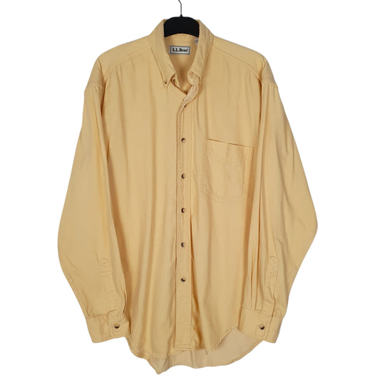 Mens Yellow L.L.Bean Vintage 90s Long Sleeve Shirt