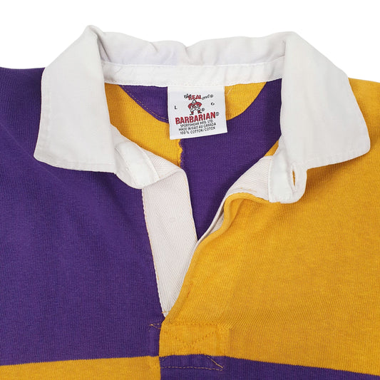 Mens Purple Barbarian Rugby Crewneck Polo Shirt