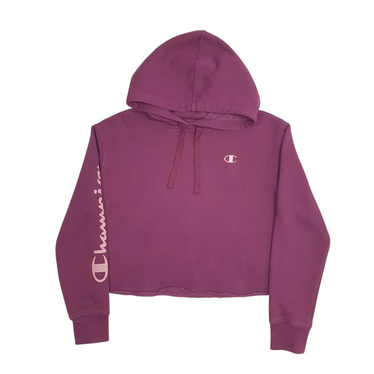 Womens Burgundy Champion Crop Top Hoodie Jumper