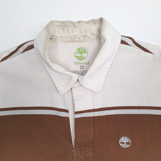 Mens White Timberland Rugby Crewneck Polo Shirt