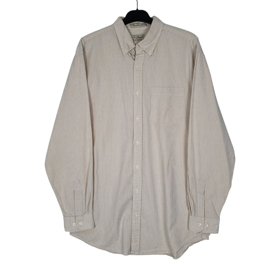 Mens Beige L.L.Bean Tall Long Sleeve Shirt