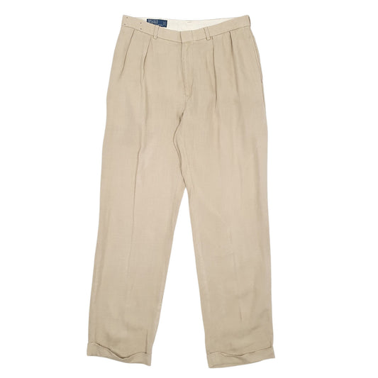 Mens Beige Polo Ralph Lauren Pleated Chino Trousers