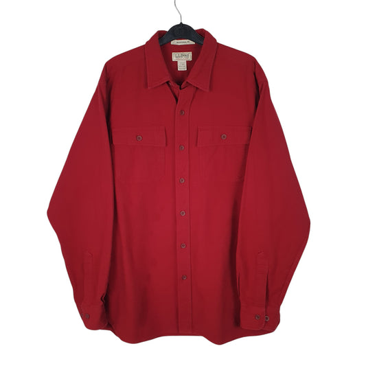 Mens Red L.L.Bean Thick Chamois Long Sleeve Shirt