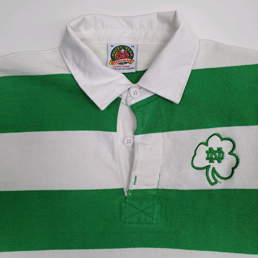 Womens White Barbarian Rugby Notre Dame Irish Hoodie Polo Shirt