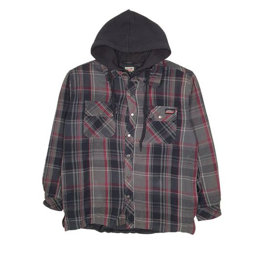 Mens Grey Dickies Plaid Padded Hoodie Coat