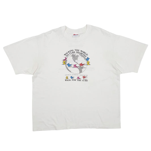 Mens White Hanes Single Stitch Vintage 90s Short Sleeve T Shirt