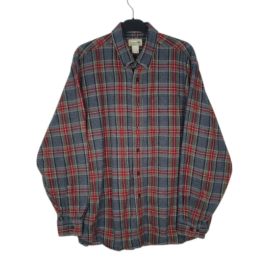 Mens Grey L.L.Bean Thick Flannel Long Sleeve Shirt
