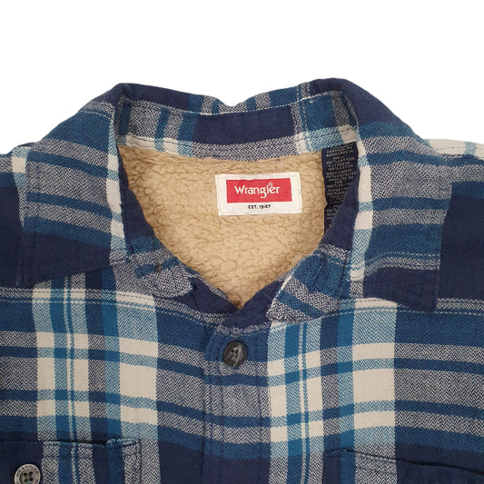 Mens Blue Wrangler Sherpa Lined Coat