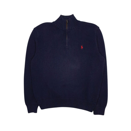 Mens Navy Polo Ralph Lauren Knit Quarter Zip Jumper