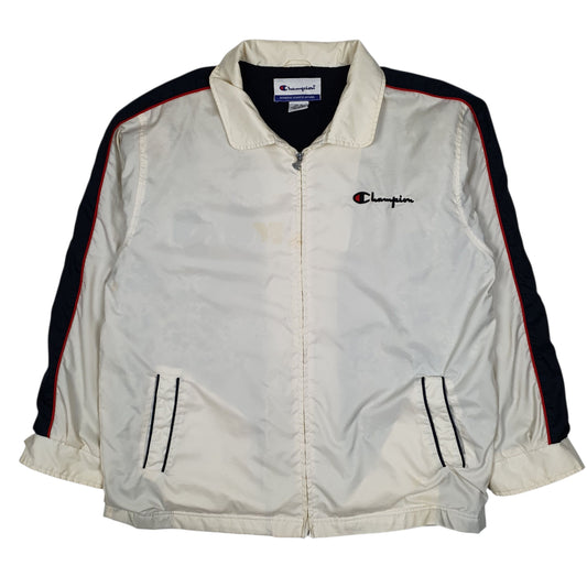 Mens White Champion Fleece Lined V Neck Coat