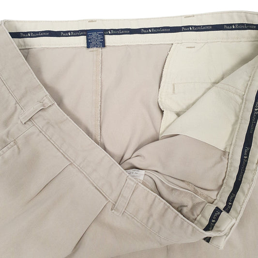 Mens Beige Polo Ralph Lauren Andrew Pant Pleated 90s Trousers