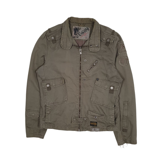 Mens Green Stegol Military Bomber Coat
