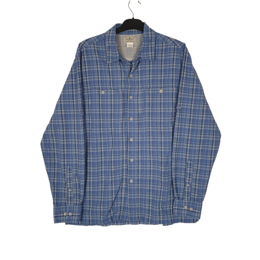 Mens Blue L.L.Bean Walking Hiking Long Sleeve Shirt