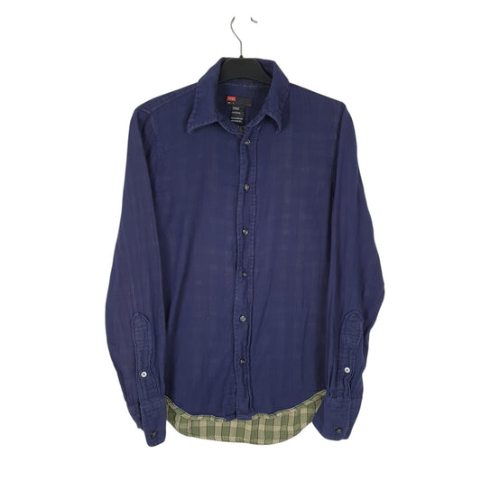 Mens Navy Diesel Chamois Long Sleeve Shirt