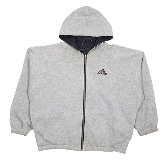 Mens Black Adidas Reversible Spellout Vintage Hoodie Coat