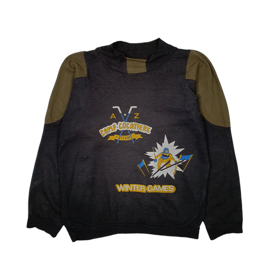 Mens Grey Unbranded Vintage 80s Winter Games Crewneck Jumper