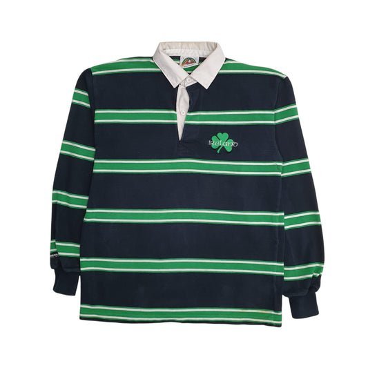 Mens Green Barbarian Irish Rugby Long Sleeve Polo Shirt