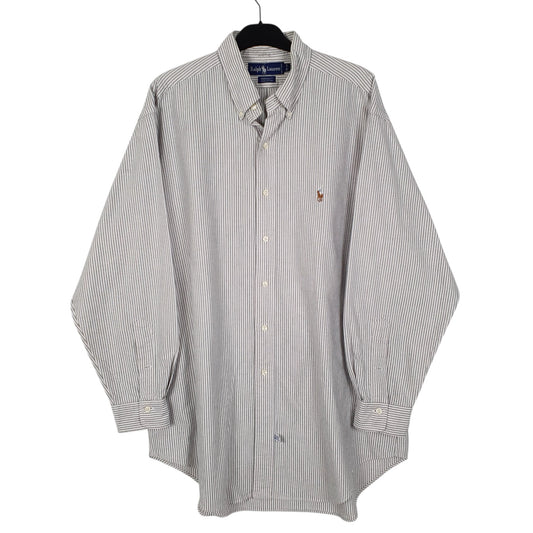 Mens Grey Ralph Lauren Vintage 90s Long Sleeve Shirt