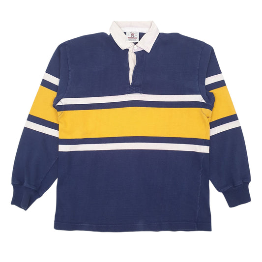 Mens Navy Barbarian Rugby Vintage Long Sleeve Polo Shirt