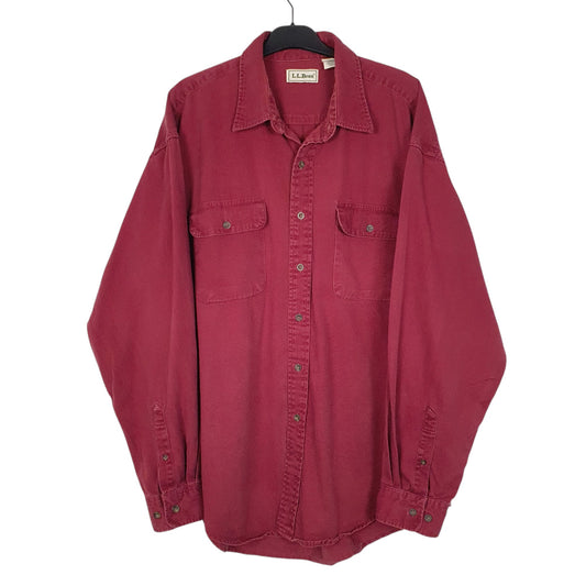 Mens Burgundy L.L.Bean Vintage 90s Made In Canada Long Sleeve Shirt