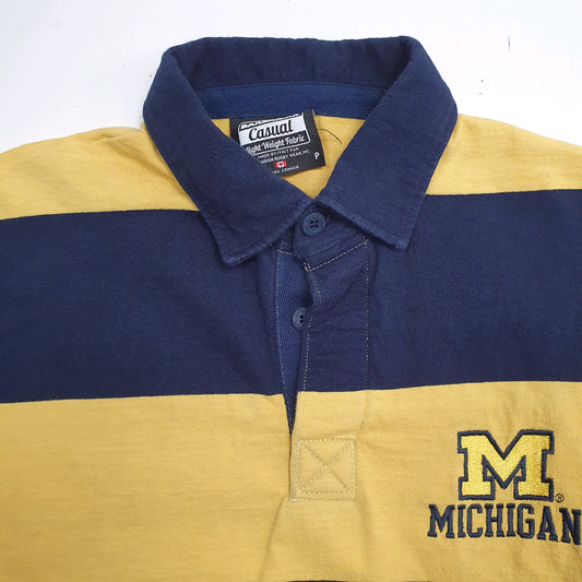 Mens Yellow Barbarian Michigan State Rugby Polo Shirt