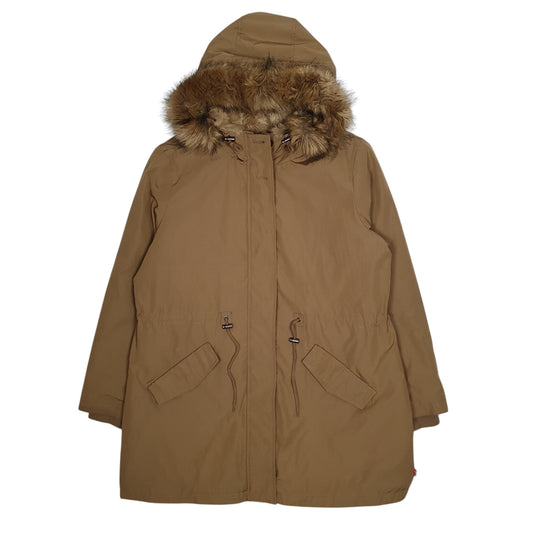 Womens Beige Levis Fur Lined Hooded Coat