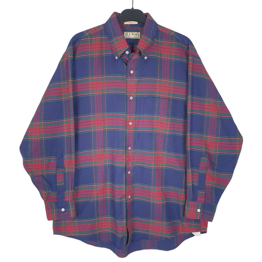 Mens Navy L.L.Bean Vintage 90s Made In USA Long Sleeve Shirt