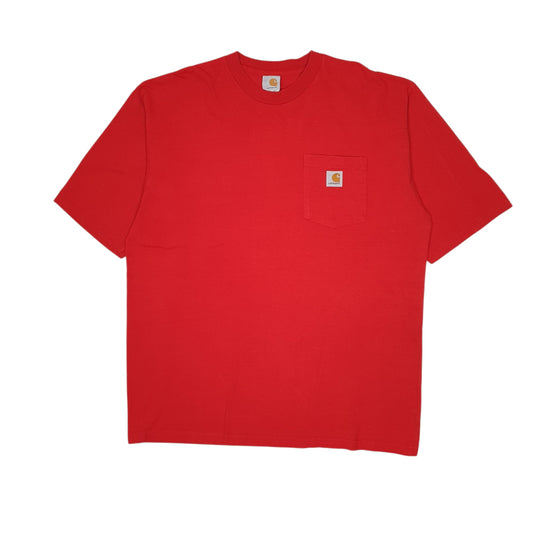 Mens Red Carhartt Vintage 00s K87 Short Sleeve T Shirt