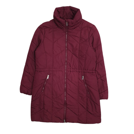 Womens Burgundy M&S Padded Puffer Crewneck Coat