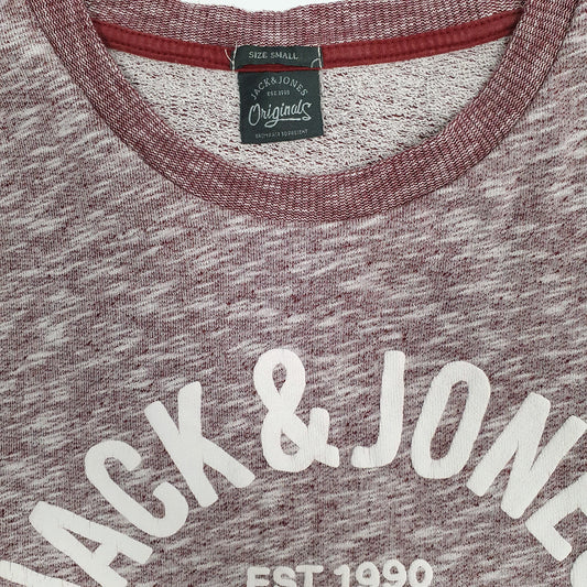 Mens Burgundy Jack & Jones Crewneck Jumper