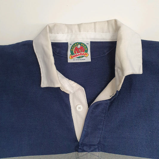 Mens Navy Barbarian Rugby Hoodie Polo Shirt