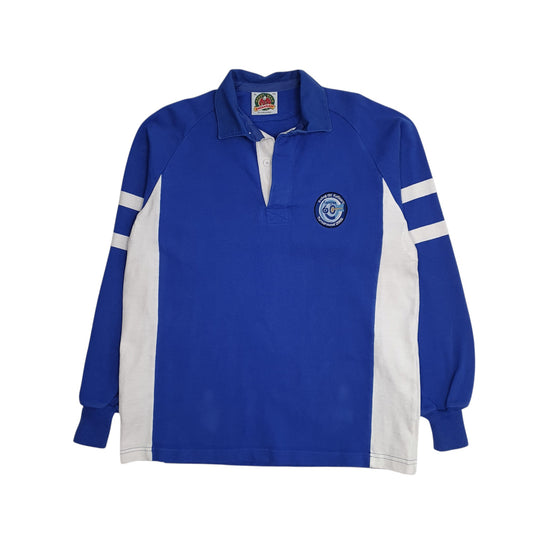 Mens Blue Barbarian Rugby Long Sleeve Polo Shirt