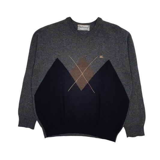 Mens Grey Burberry Vintage 90s Crewneck Jumper